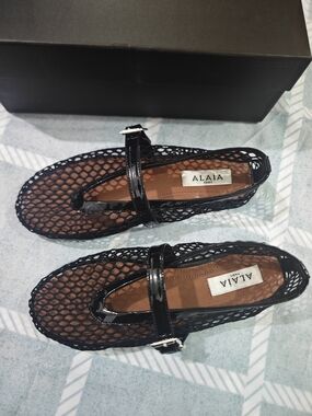 Black Mesh Mary Jane Flats